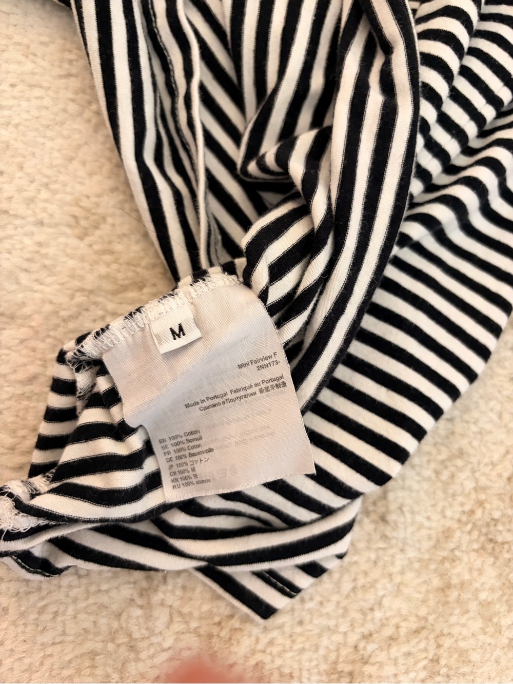 Acne Studios black and white striped logo 100% cotton short sleeve t shirt M - Picture 4 of 7